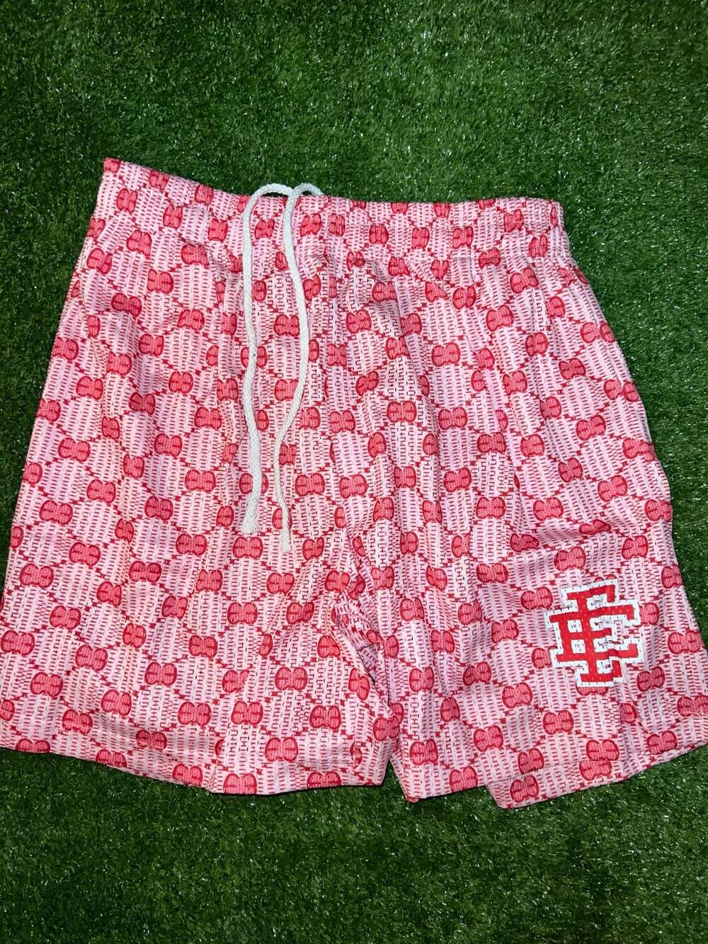 Eric Emanuel Ee Basic Short Red Monogram Mesh Bas… - image 2